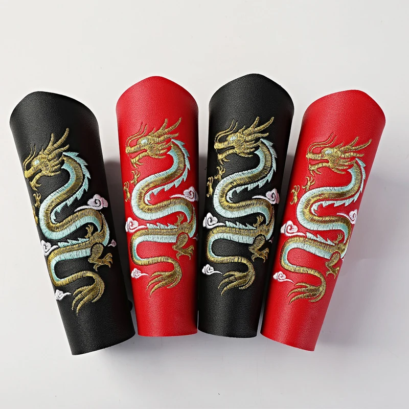 Medieval Pu Leather Gauntlet Wristband Dragon Pattern Embroidery Arm Bracers Punk Bracer Wrist Guards Halloween Warrior Knight