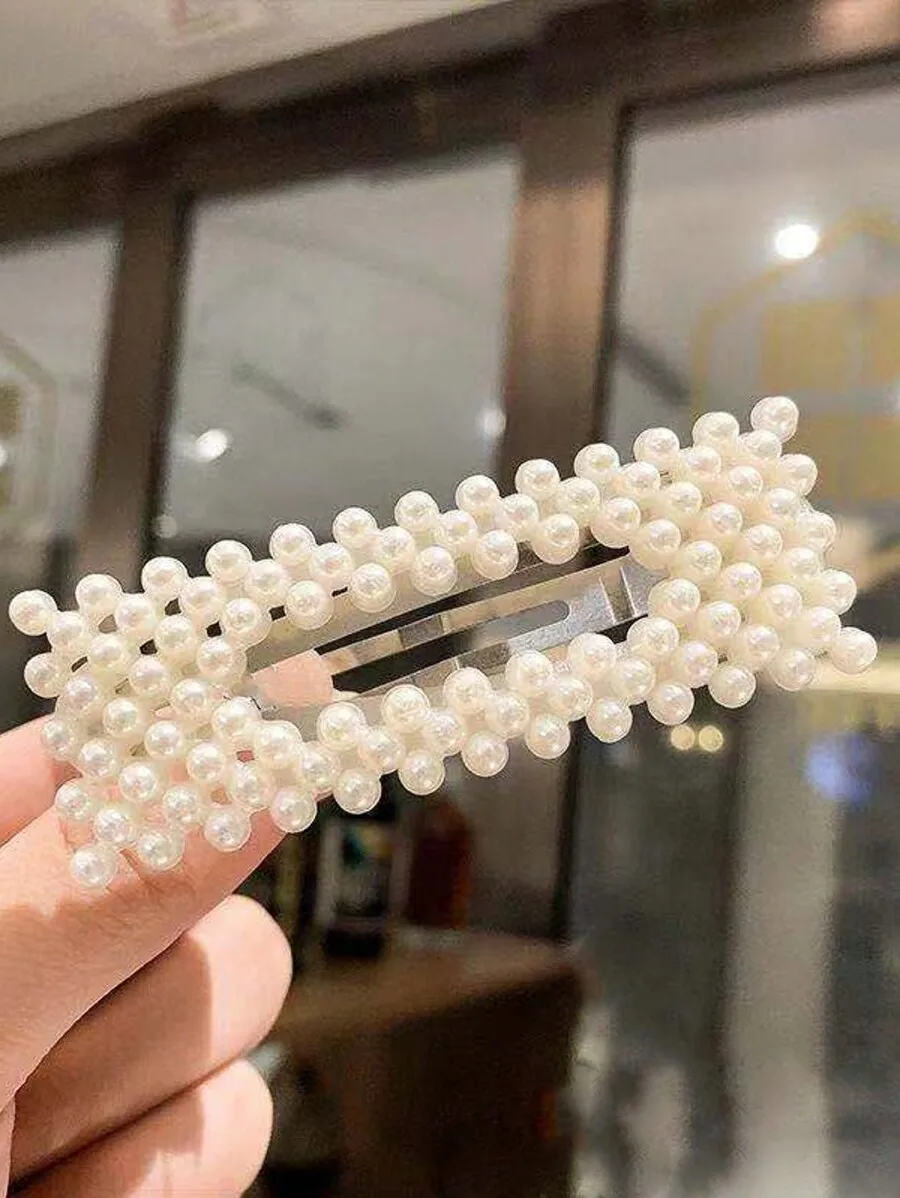 Elegant Faux Pearl Hair Clip Set for Women