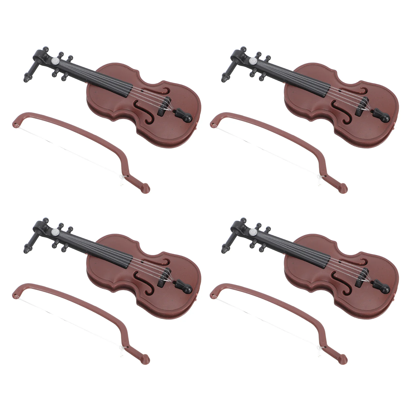 4 Pcs Violin Model Christmas Tree Musical Instrument Miniature Figurine Plastic