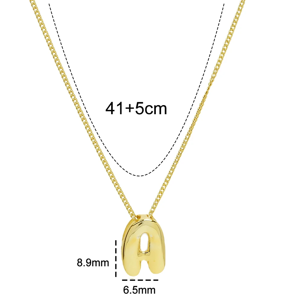 Mini Bubble Balloon Initial Letter Pendant Necklace Personalized Gold Plated Chunky Alphabet Necklace Charm Jewelry 2024 New