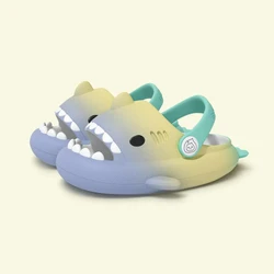 YAEA Summer Children's Shark Slippers Colorful Cute Baby Cartoon Slippers Girls Boys Soft Home Sandals New Outdoor Beach Slides