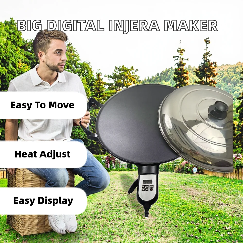 Digital Display Mogogo Enjera Maker Crepe Pancake Maker 47cm Energy Saver Portable Hotel Use Fast Delivery