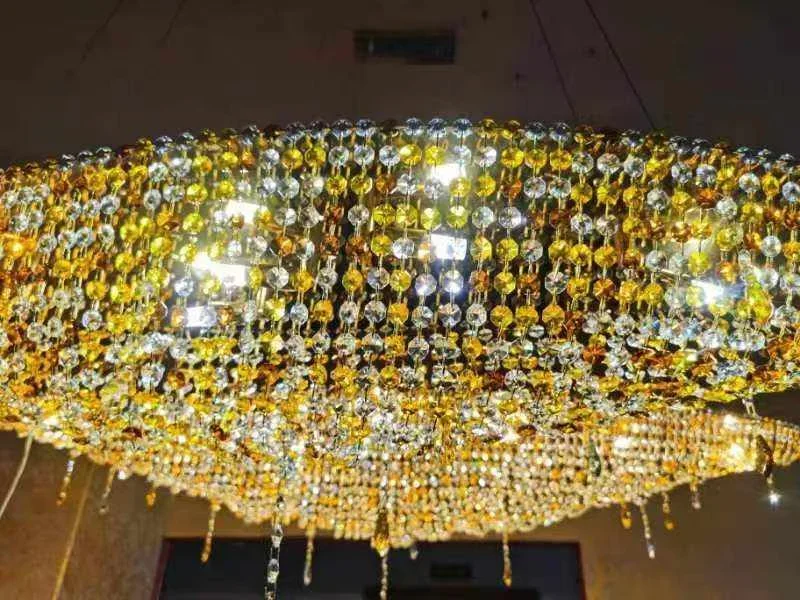 American Rustic Italian Luxury Crystal  Silver Oval  Long Square Shape for Villa Living Room Hotel Lobby Lighting