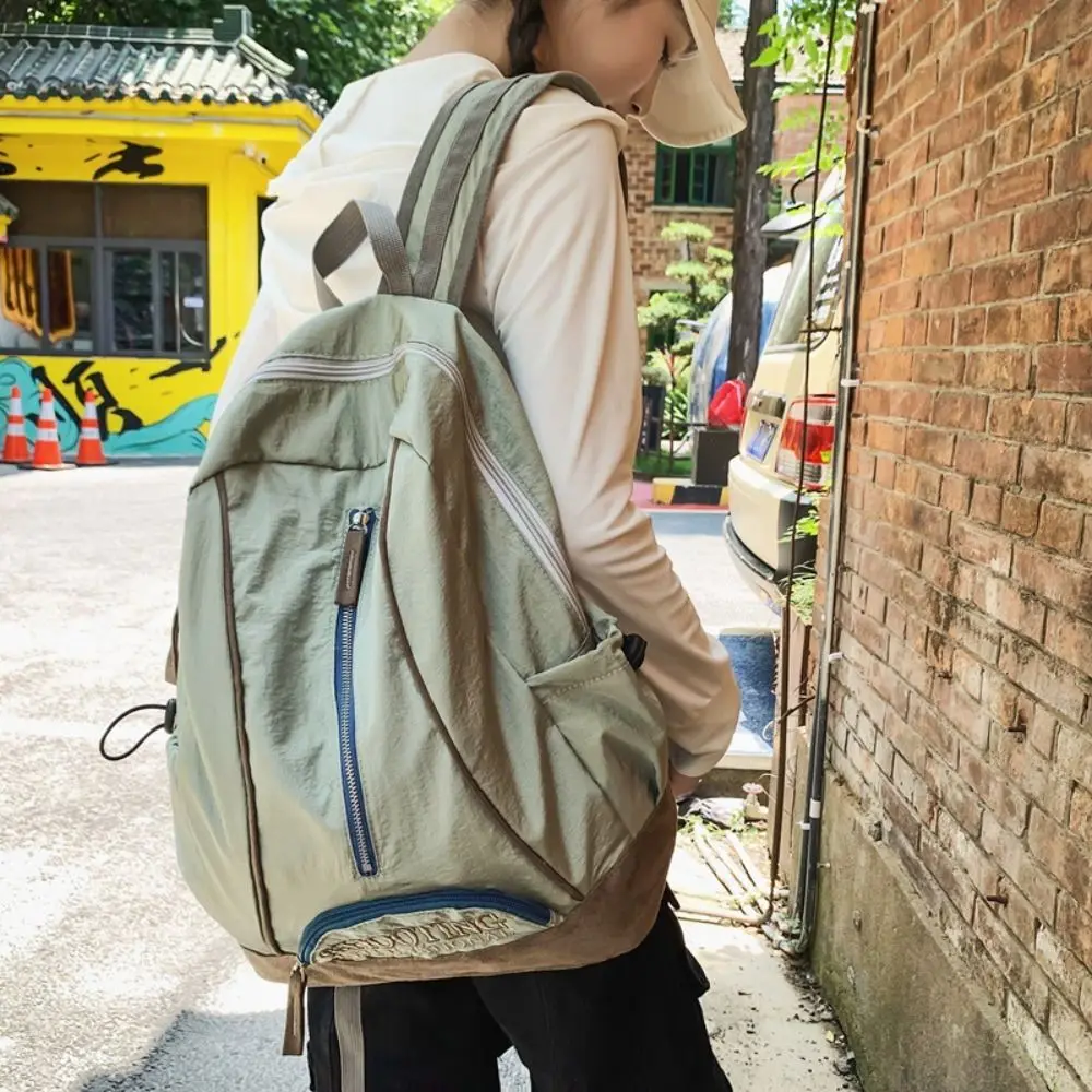 Embroidery Trendy Ins Backpack Polyester Multi-pocket Casual Schoolbags Mochila Korean Style School Bags