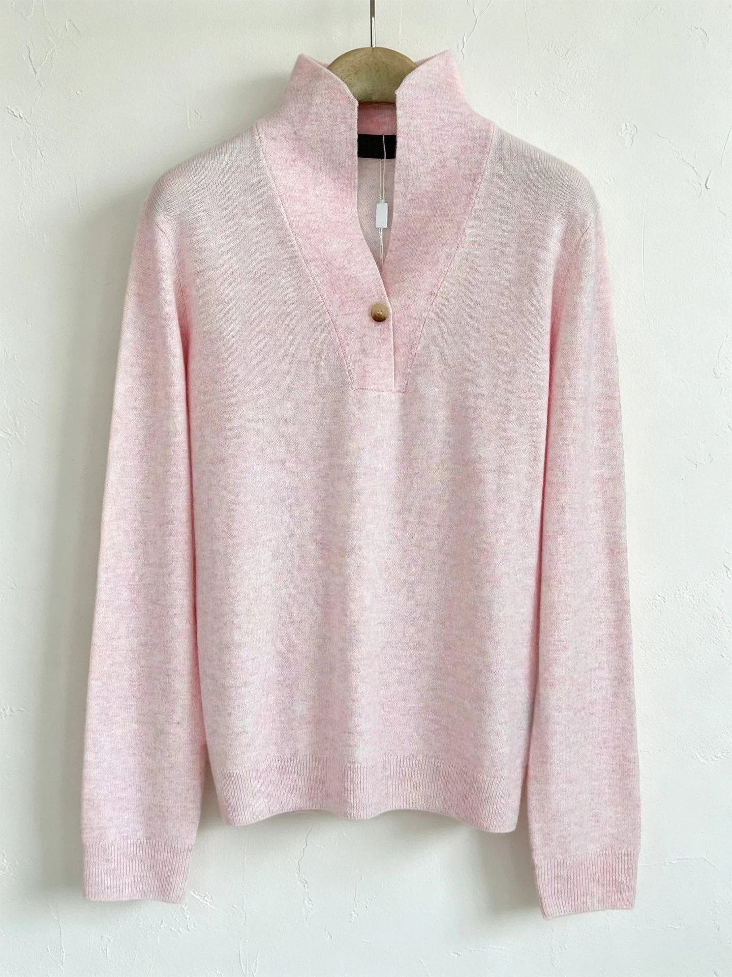 Casual Long Sleeve Knitted Sweater Women's Design Sense Single Button Versatile Bottoming T-shirt Casual Style Polyester Fiber