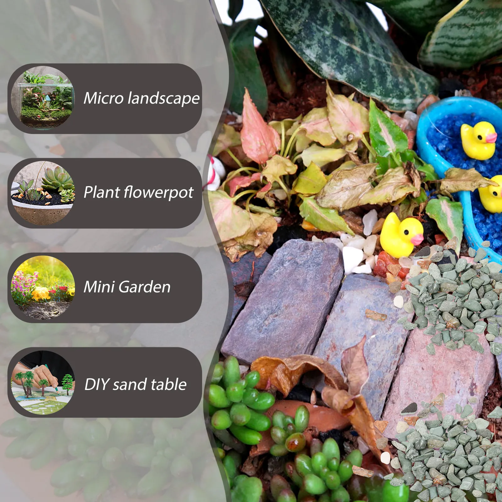Microlandscape Natural Small Rocks Miniature Sand Table Decoration Fish Tank Garden Diorama Stone Layout Decors Mini Scenery