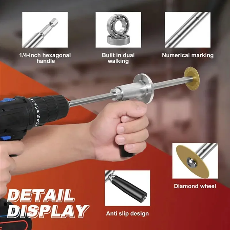 THIVN-Inside Pipe Cutter For Pvc Pipe, 7Inch Adjustable Cutting Depth Inside Pvc Pipe Cutter For Impact Drivers And Drills
