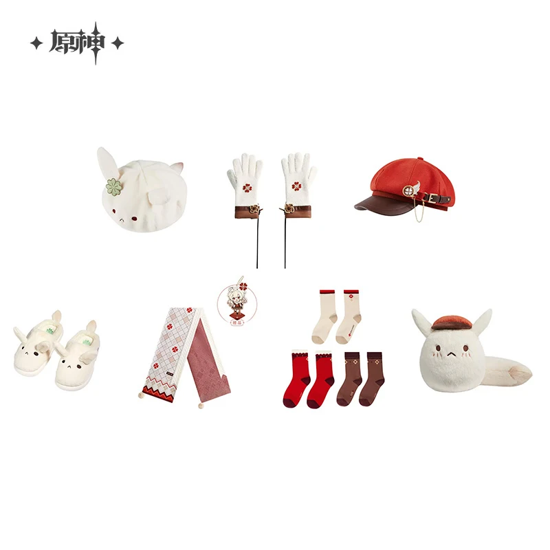 

Sunsyea Official Genshin Impact Merch From miHoYo Klee Series Beret Gloves Octagonal Hat Scarf Slippers Socks Dodoco Plush Doll