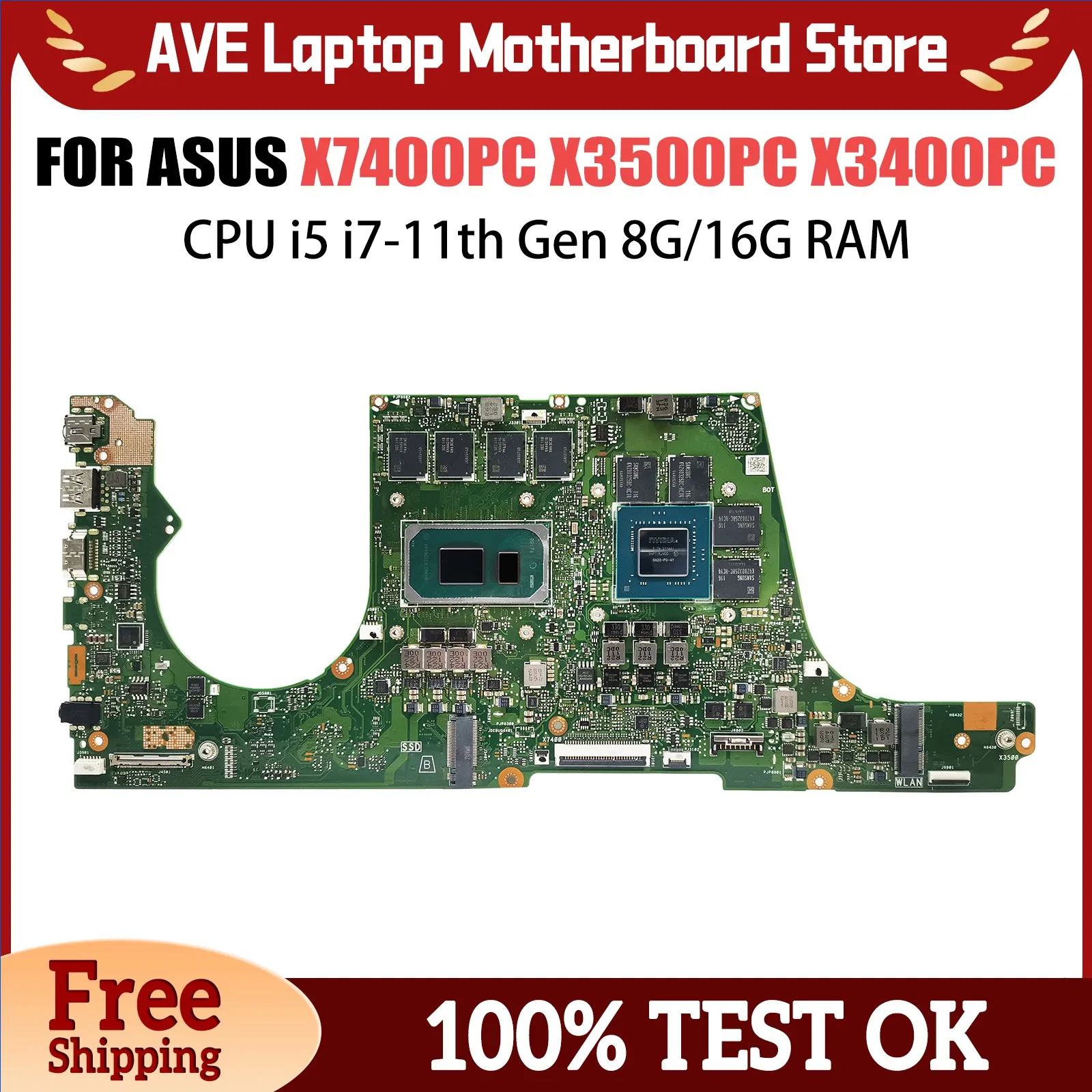 Computer Mainboard For ASUS X7400PC X3500PC X3400PC X3500PA X3400PA X3500PH X3400PH Laptop Motherboard I5 I7 11th CPU 8G 16G