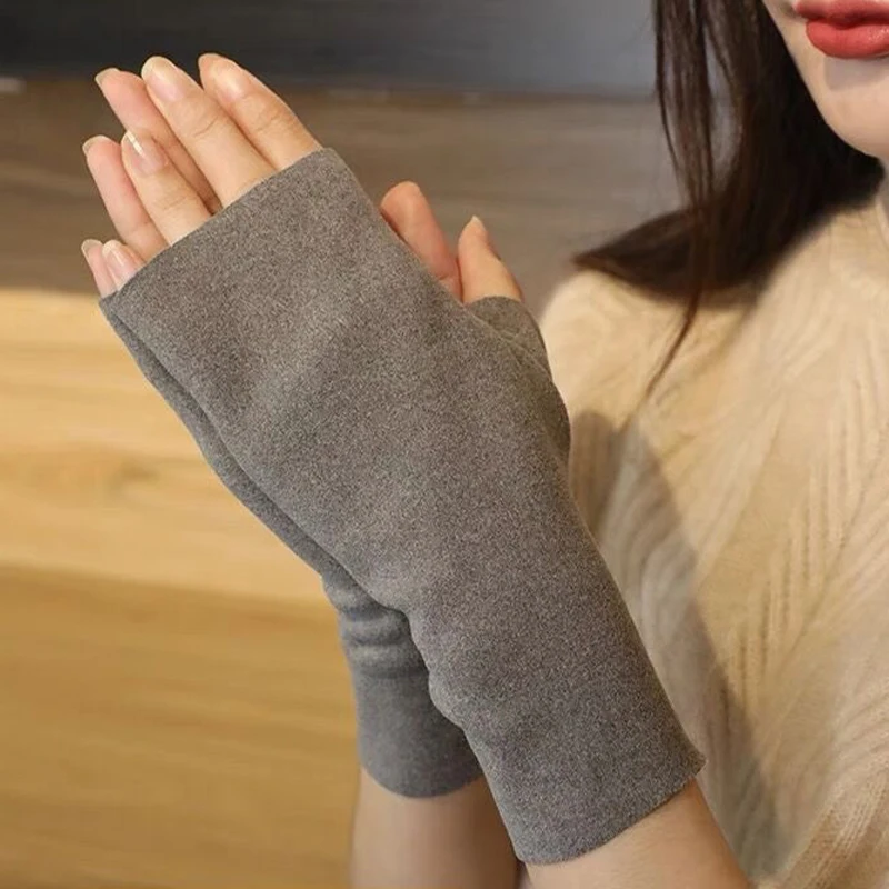 Modische Herbst und Winter warme Touchscreen-Halb finger handschuhe
