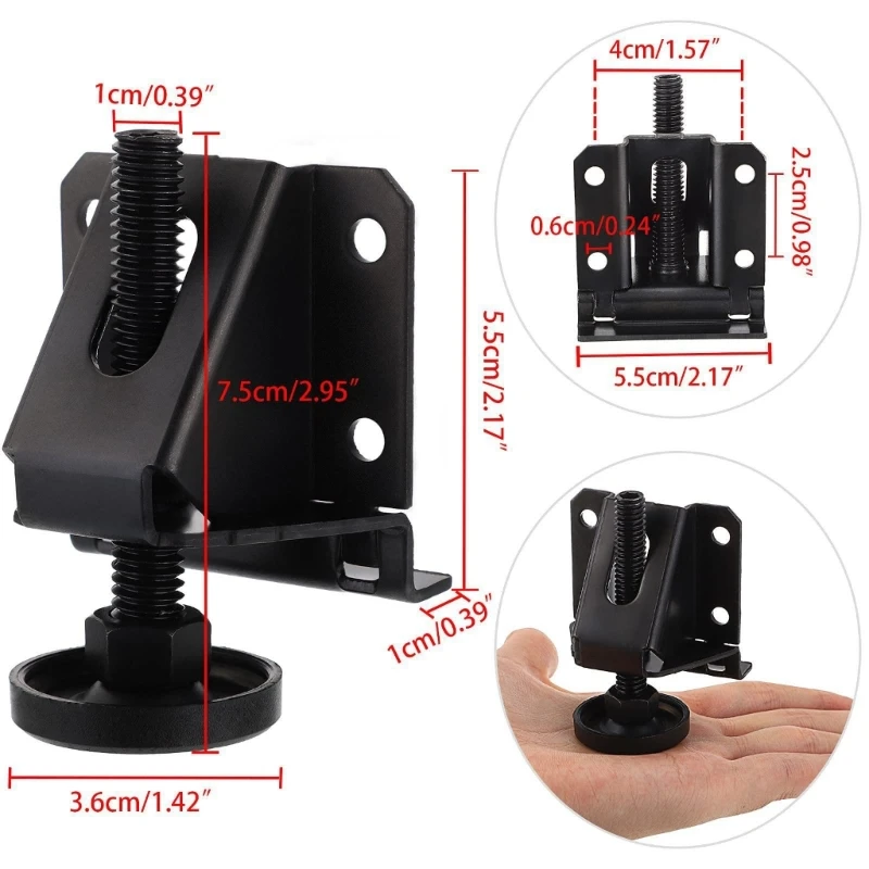 4 Pack Black Leveling Feet Heavy Duty Adjustable Furniture Leveler Legs with Installation Screws Lock and Wrench 918D