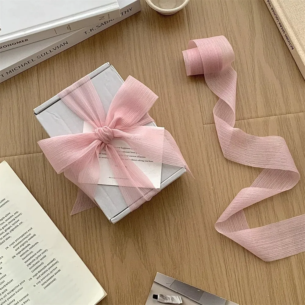 

5M Yarn Ribbons Wave Edge Pleated Chiffon Ribbon Gifts Packaging Material Wedding Birthday Party Flower DIY Decor