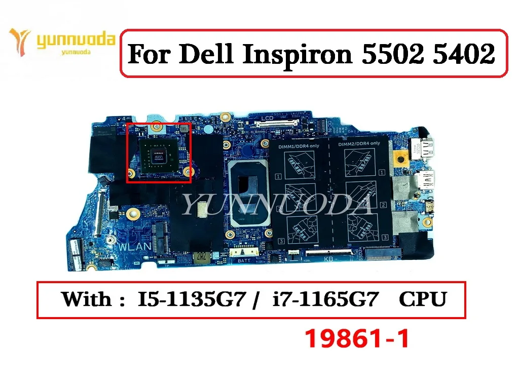 

19861-1 For Dell Inspiron 5502 5402 Laptop Motherboard With i5 i7 CPU MX330 2G CN-0MTYV1 MTYV1 0MTYV1 100% Tested