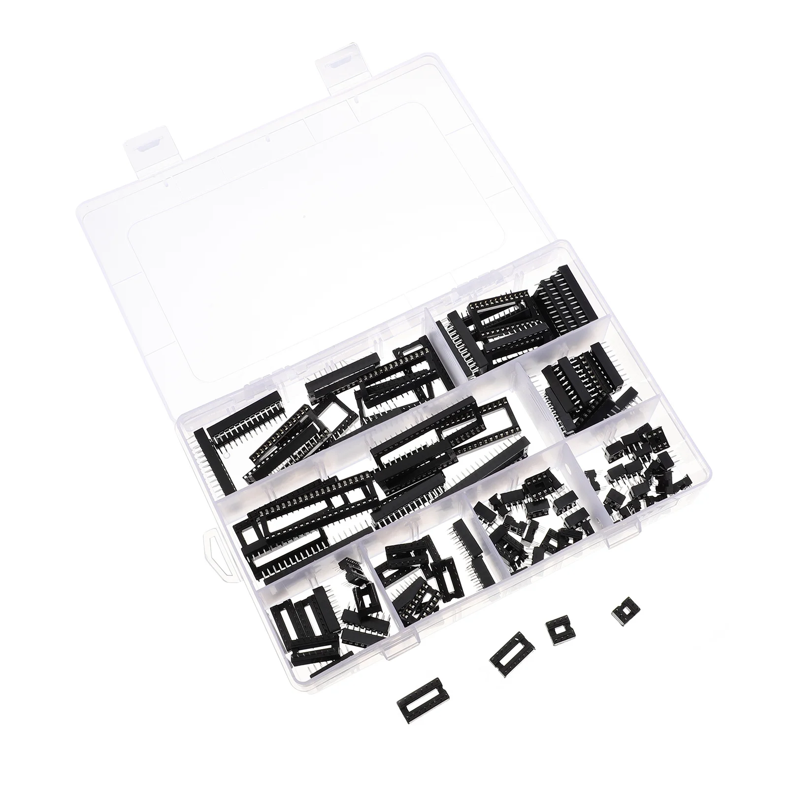 

100Pcs Ic Socket Adaptor Set 6 8 14 16 18 24 28 40 Pin Dip Soldering Type for Circuit Assembly Double Row Integrated Circuit