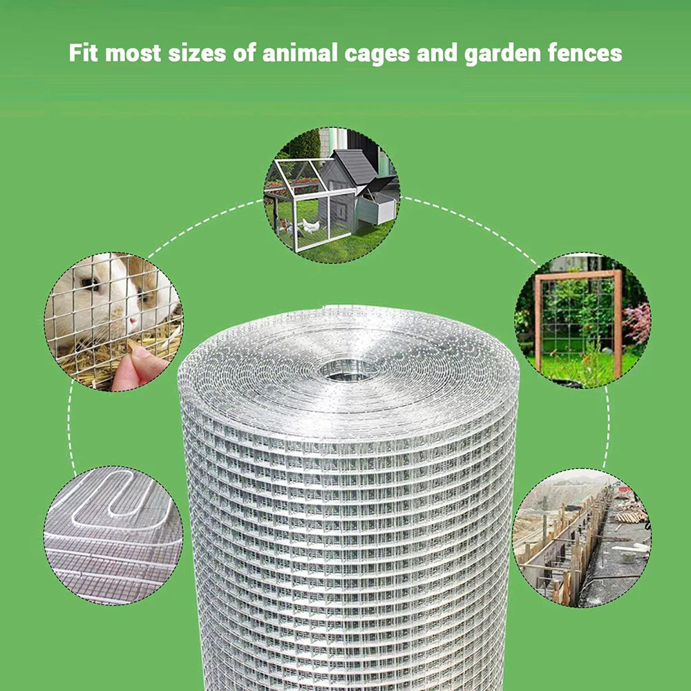 25 متر × 1 متر سياج شبكي سلكي مجلفن 25 مللي متر شبكة 0.9 مللي متر سمك سلك دجاج أرنب مقاوم للصدأ لحديقة السرير المرتفعة