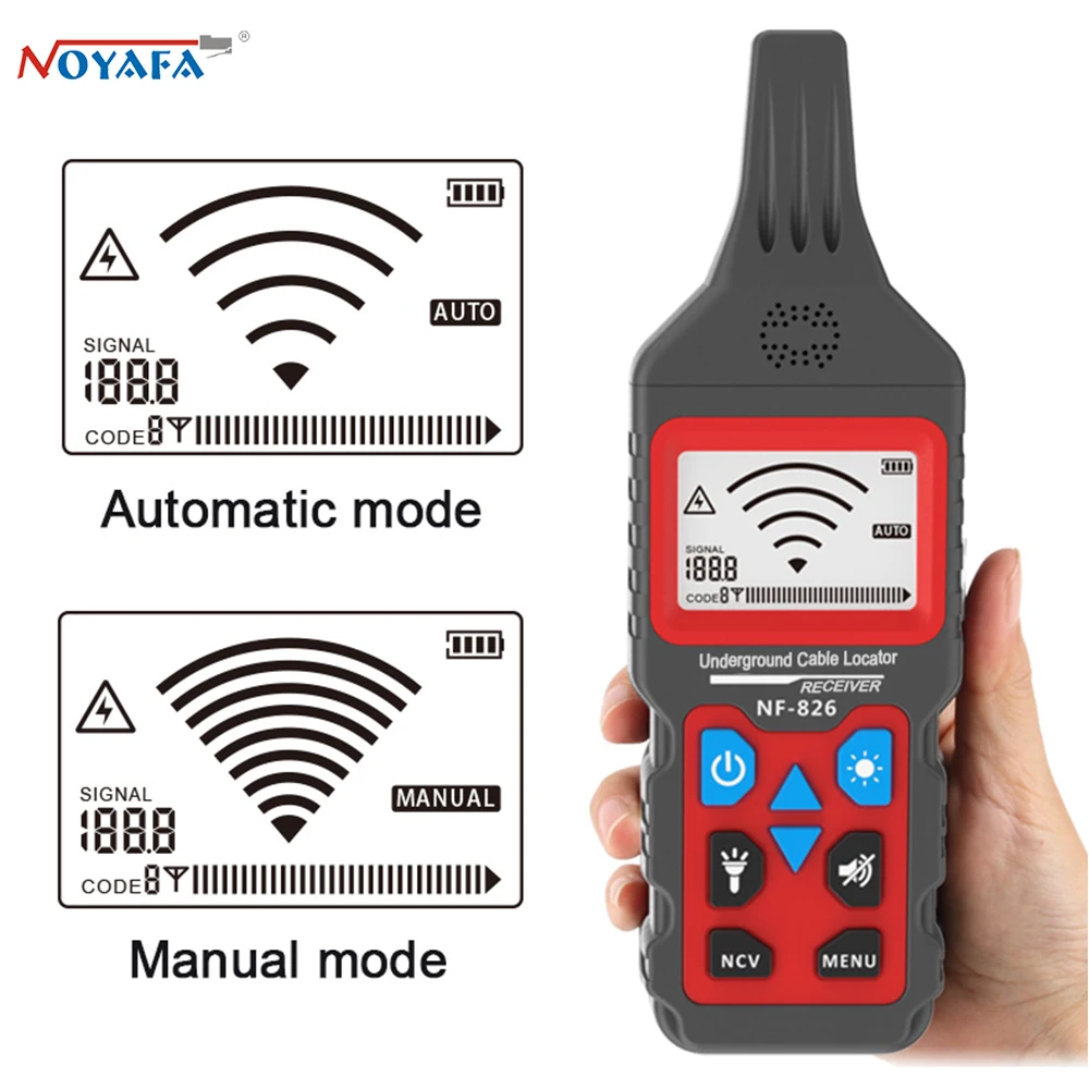 Imagem -02 - Noyafa Nf826 Rastreador de Fio de Alta Tensão Localizador de Cabo de Telefone Portátil Subterrâneo Detector de Tubulação Profissional Localizador de Cabo