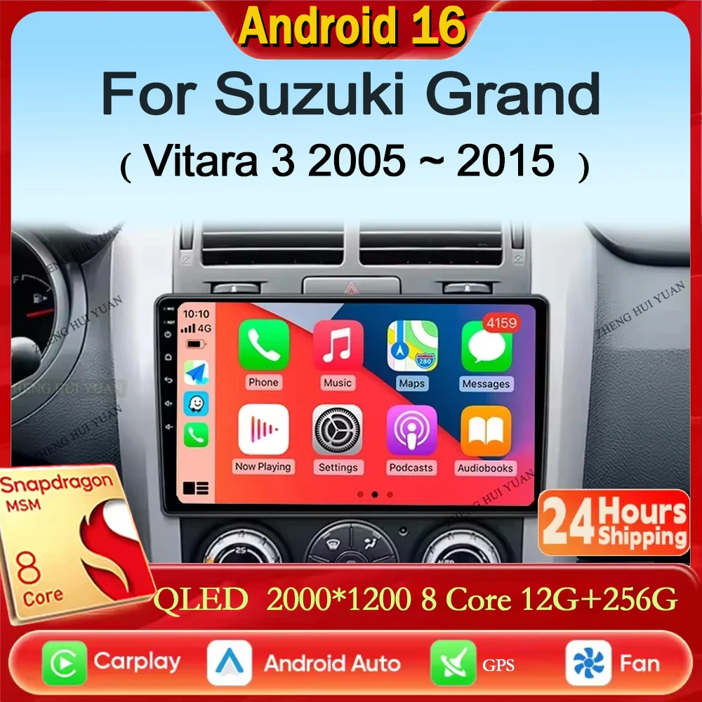 Android 16 Car Radio Multimidia Player For Suzuki Grand Vitara 3 2005-2015 GPS Auto Carplay Touch Screen Video Navigaion Stereo