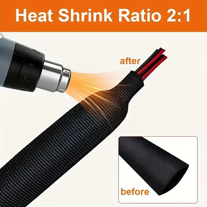 Insulation Heat Shrink Tubing Braided Wire Wrapping Flam Retardant Cable Sleeves Sheath Car Line Protection Covers Organizer
