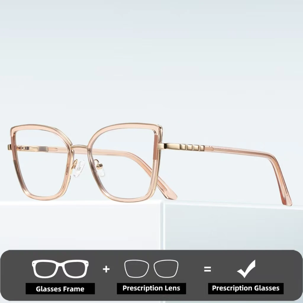 ダブルレジェンド-キャッツアイ-ファッションデザイン-女性用読書用ブルーライトカットメガネ-カスタマイズ可能な処方箋-フォトクロミック近視