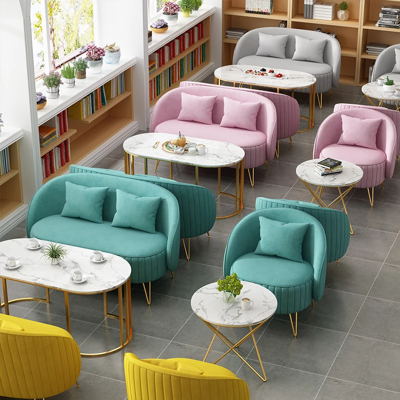 

Milk Tea Shop Table and Chair Combination Shop Business Negotiation Reception Card Seat Rest Area Simple Leisure Sofa