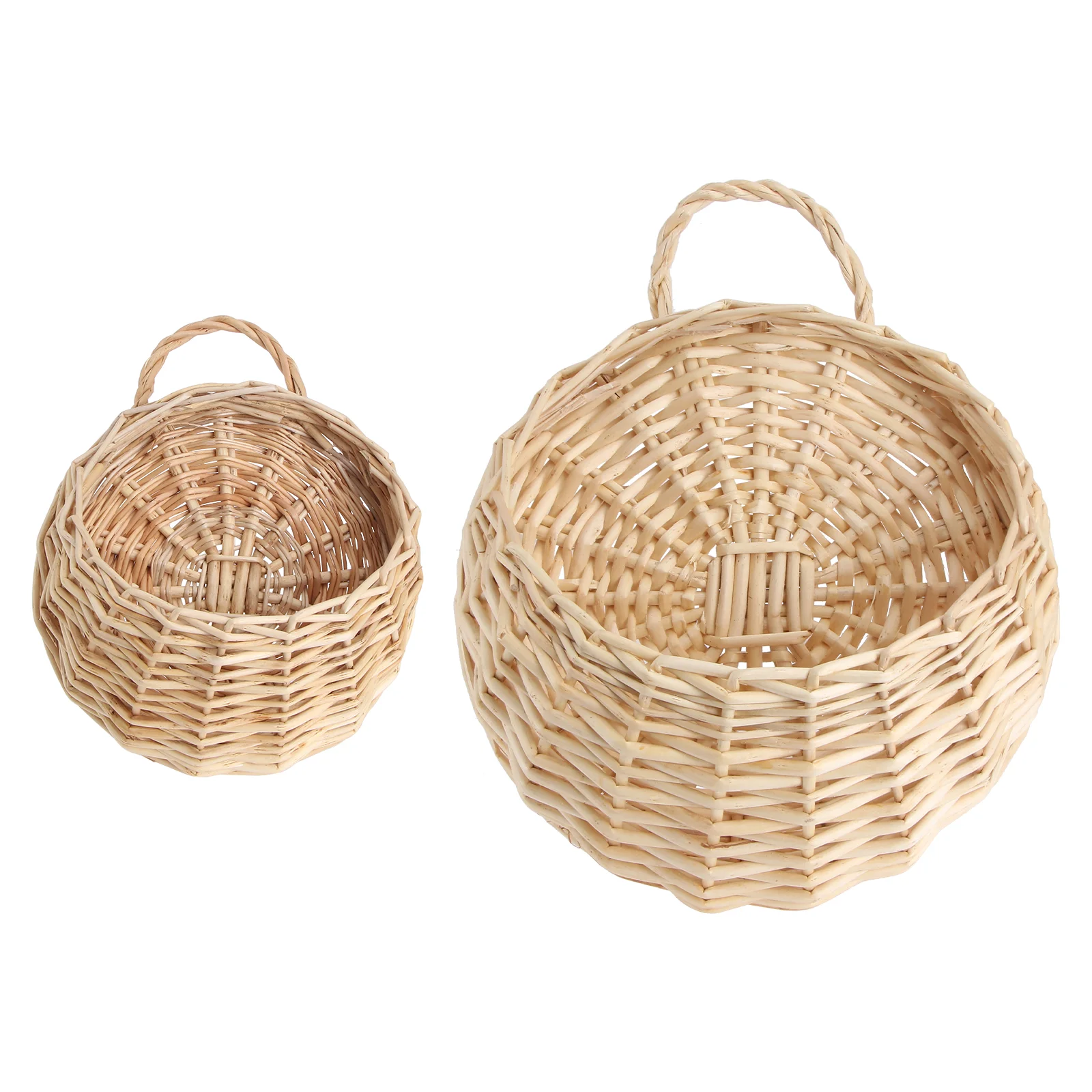 

2 PCS Flower Pots Hanging Flowerpot Rattan Wall Basket Wicker Coat Hanger Shopping