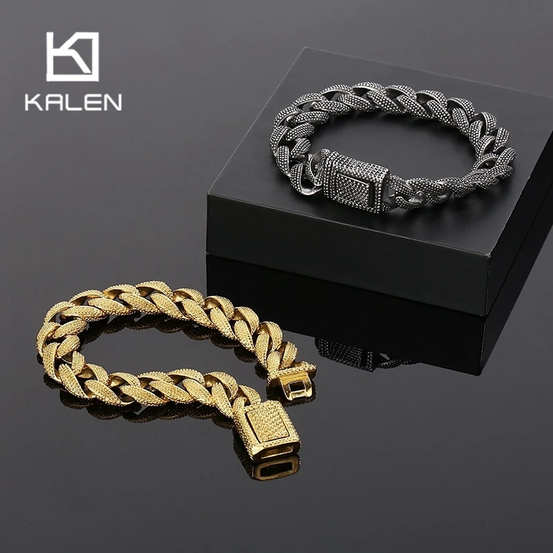 

Vintage Bump Men's Bracelet Punk Stainless Steel Chunky Bracelet Special Design Cuban Chain Bracelet Charms Fashion Jewelry