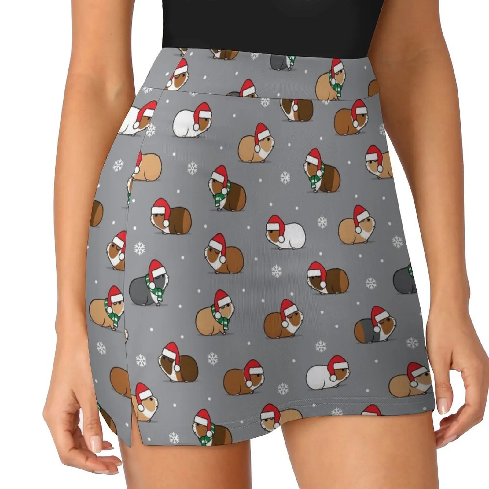 Christmas Guinea pigs - grey Mini Skirt Women's skirts fairy core cosplay girls skirt