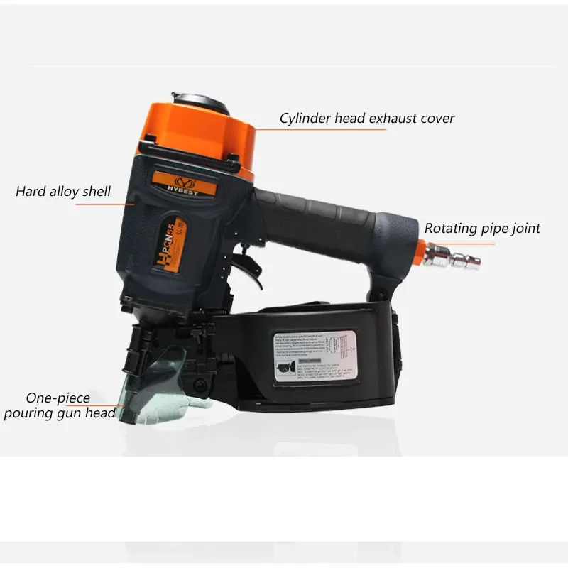 Nuovo HPCN55 Portatile Una Macchina Multiuso Piccola Bobina Pneumatica Pistola Sparachiodi Piastra di Protezione Scatola di Legno Pallet Chiodatrice Chiodo G