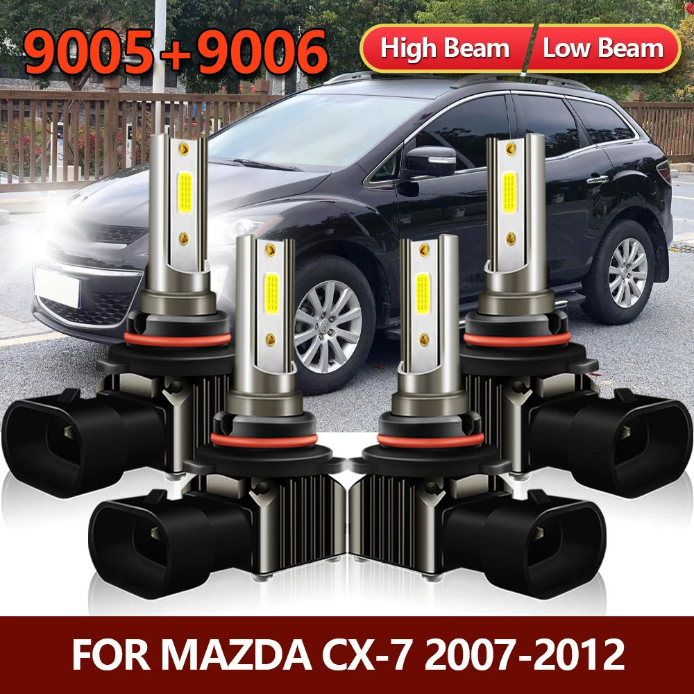 

4x LED Headlight Bulbs High Low Combo Beam Light Kit 9005 9006 MINI Front Car Lamps For Mazda CX-7 2007 2008 2009 2010 2011 2012