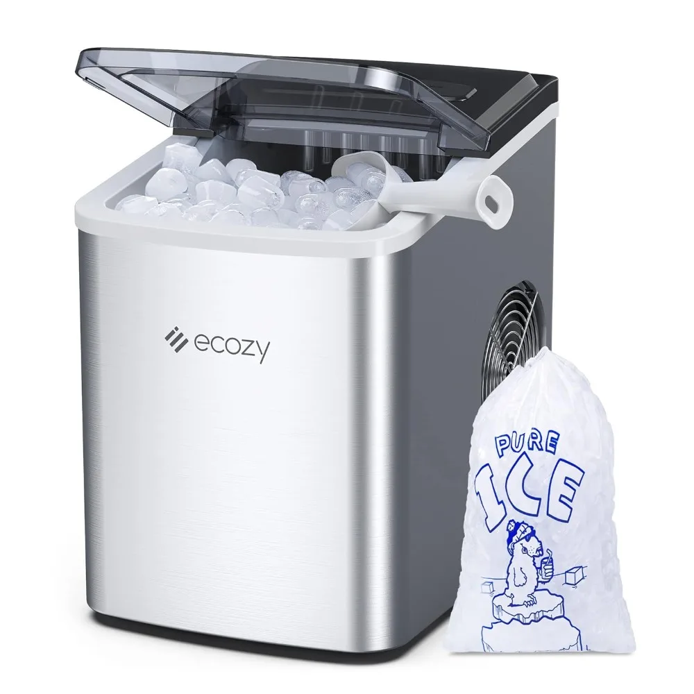 Ecozy-máquina de hielo portátil, encimera de 9 cubos listos en 6 minutos, 26,5 libras en 24 horas, máquina de fabricación de hielo autolimpiante