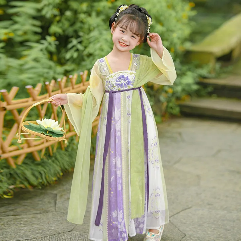 Girls Traditional Embroidery Hanfu Dress Ancient Chinese Style Stage Costume Beautiful Dance Hanfu Originale Princess Outfits