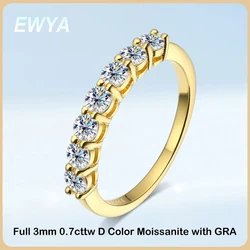 EWYA Luxury Designer 0.7ct Moissanite Rings for Women 100% 925 Sterling Silver Jewelry Engagement Bridal Wedding Band Ring Gift