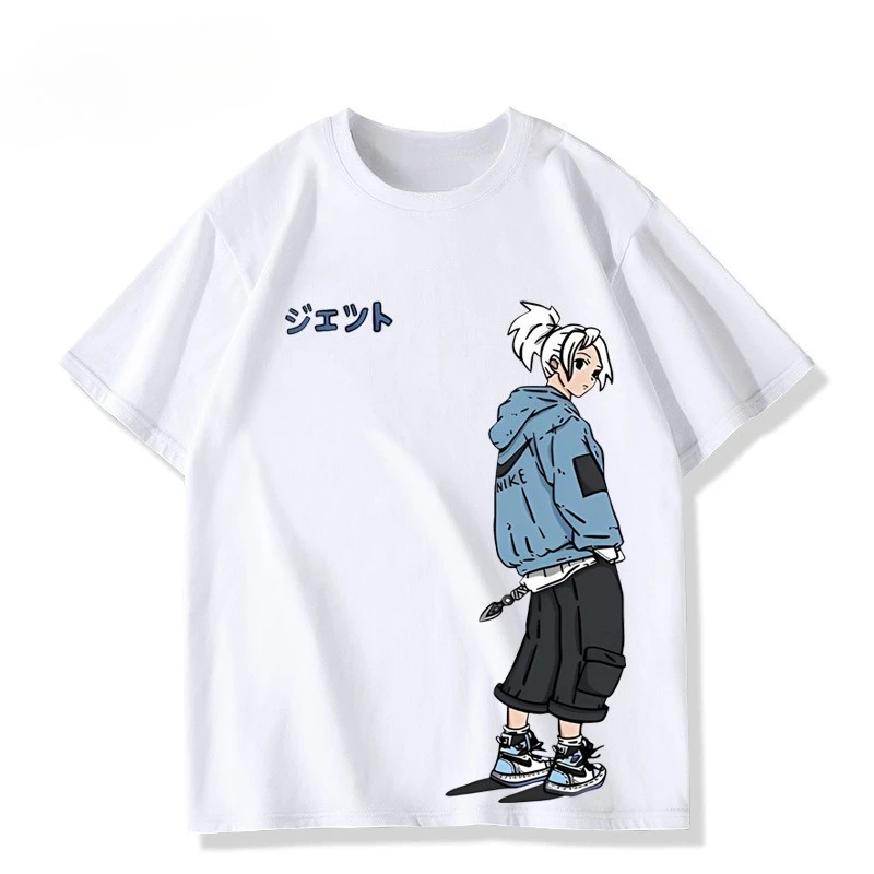 Valorant JETT تي شيرت لعبة أحدث التي شيرت للرجال للجنسين الأساسية تي شيرت الهيب هوب هدايا عيد الميلاد بلايز الملابس برو اختيار بلايز تيز