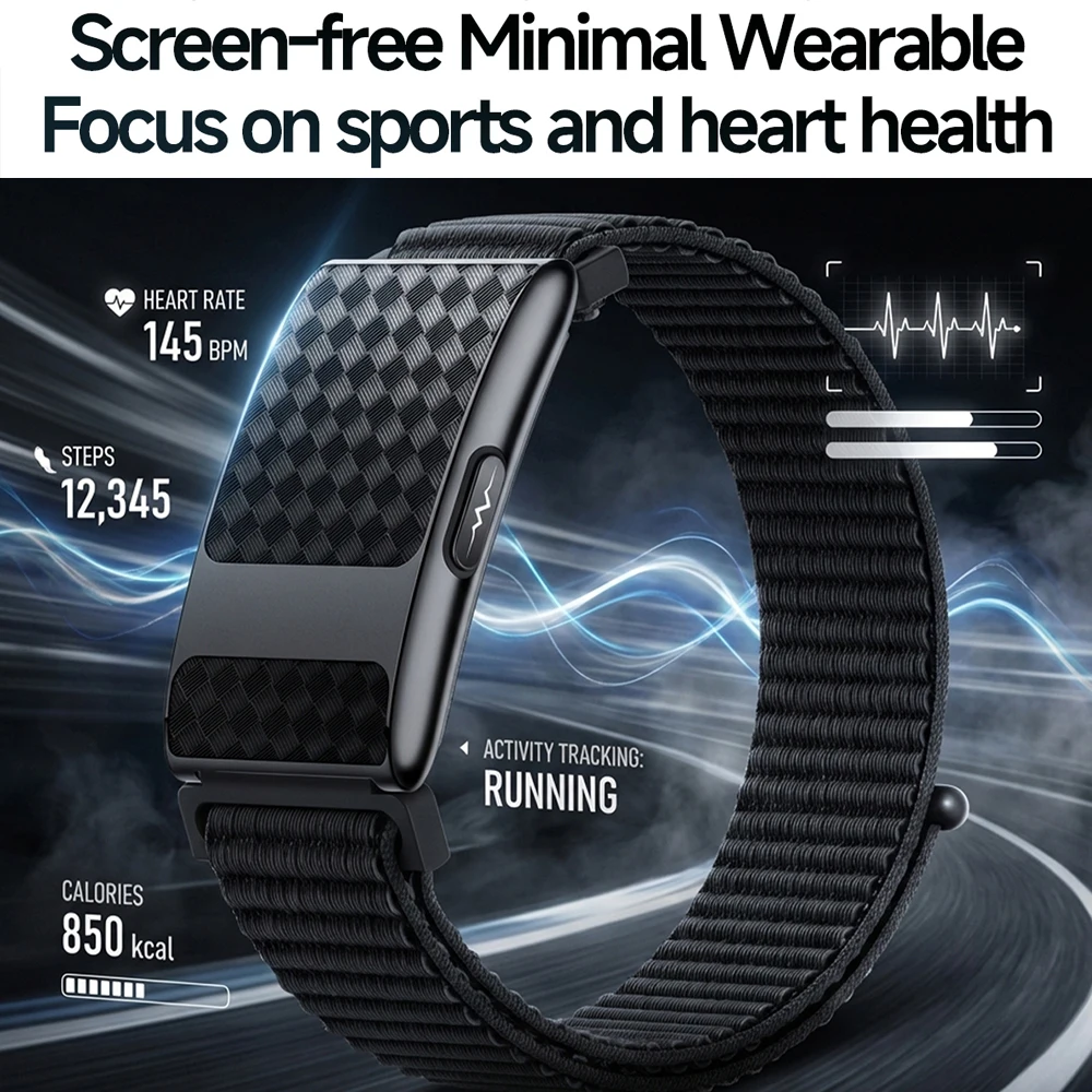 TK35 Pro Fitness Screen-Free Smart Bracelet IP68 Waterproof Heart Rate HRV Blood Oxygen ECG Screenless Smart Band Wristbands