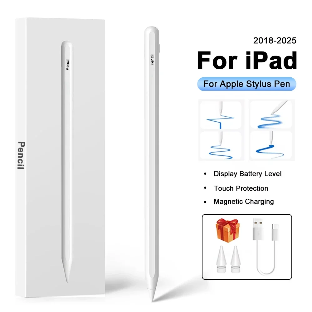 Для Apple Pencil Для iPad A16 2025 Pro 12.9 Air 13 11 M3 M4 Стилус 10-го поколения 10,9 Air 4 5 Mini 6 7 8th 10,2 Сенсорные ручки