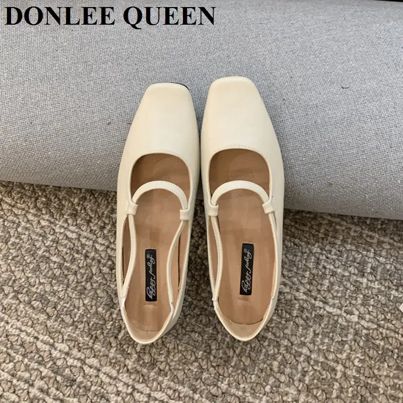 2023 Spring Women Flats Shoes Square Toe Slip On Vintage Soft Ballet Female Casual Loafer Comfort Moccasin Brand Mary Jane Mujer