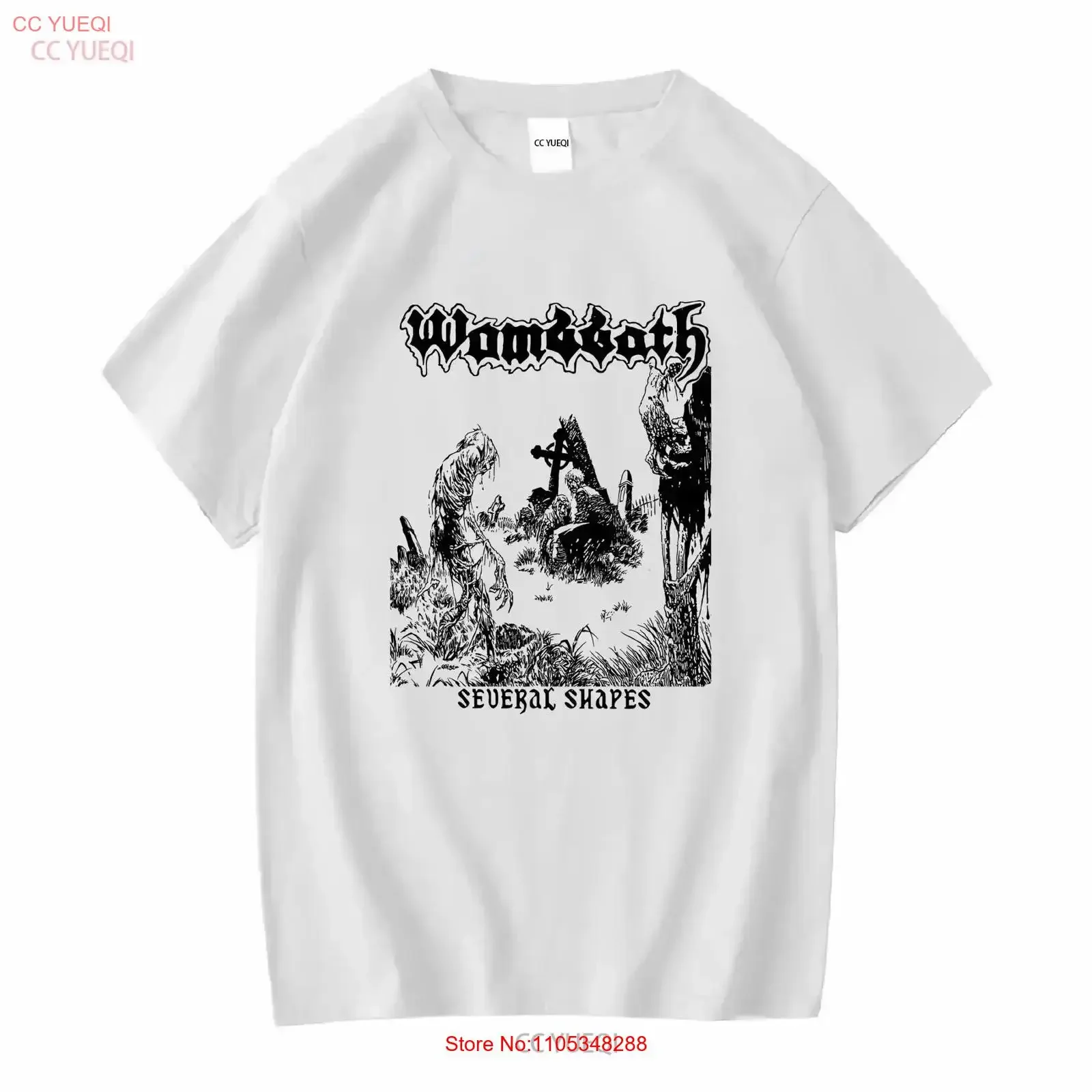 WOMBBATH SEVERAL SHAPES NEW WHITE T SHIRT vintage Washed homme Soft Casual graphic Stretched Comfortable vintage Washed