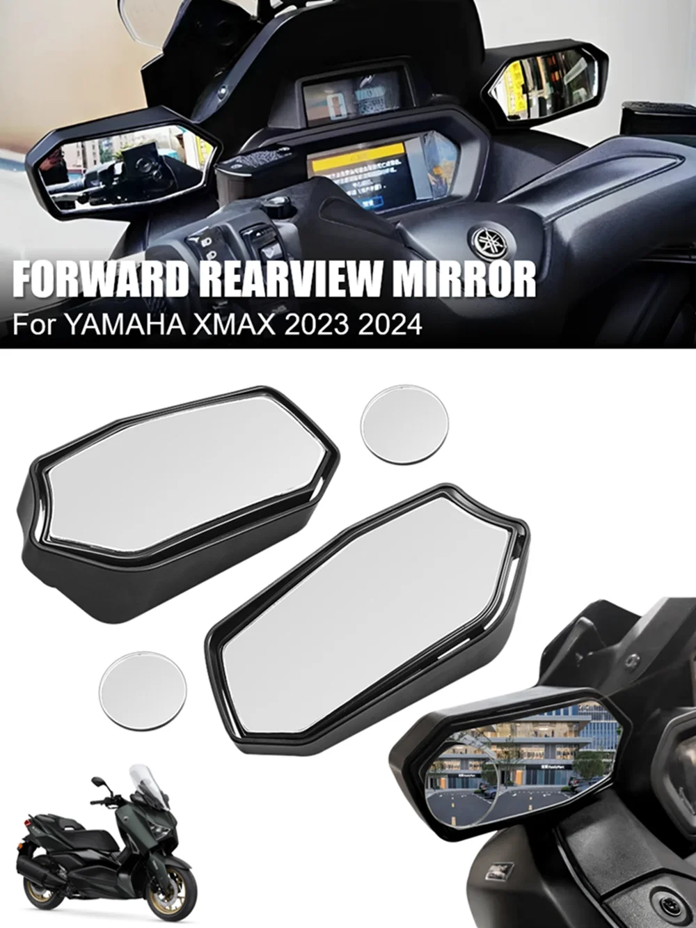 For Yamaha XMAX 300 Modified Front Moving Rearview Mirror Side Mirrors Large Field View X-MAX300 XMAX300 2023 2024