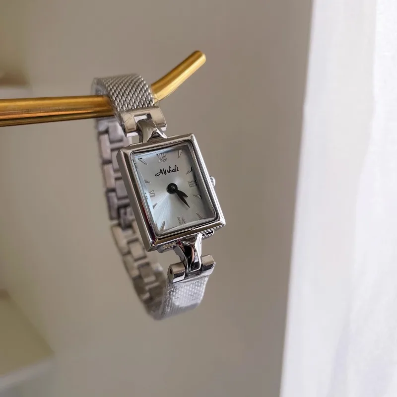 Ice Blue Premium Sense Square Steel Strap Watch Women Workplace Girls Ladies Women's Watches