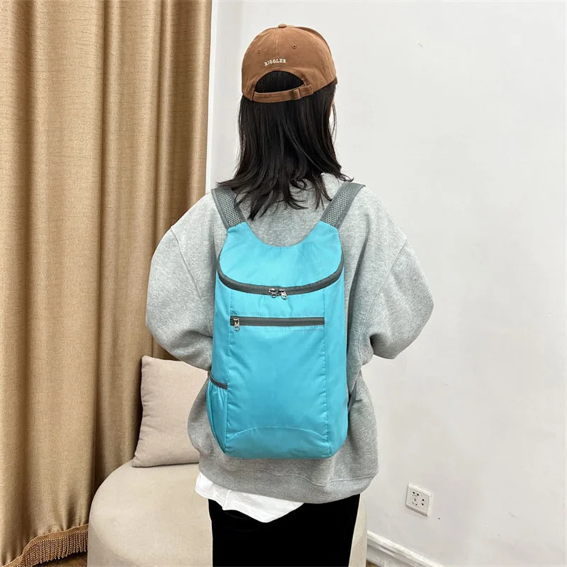 Bolsa dobrável leve para homens e mulheres, impermeável, grande capacidade, mochila portátil, viagem ao ar livre, caminhadas, 20l