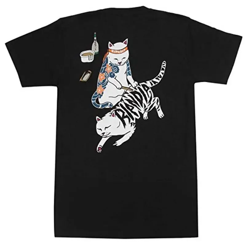 

2025 Summer New Pure Cotton Trendy Base with Tattoo and Print Short-sleeved T-shirt for Couples Middle Finger