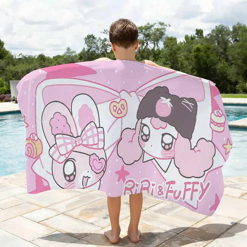 Cute Pink Towel BIBI FUFY Kawaii Soft Pool Travel Fitness Shower Cool Camping Quick Classic Drying Sports Beach Towel Gift