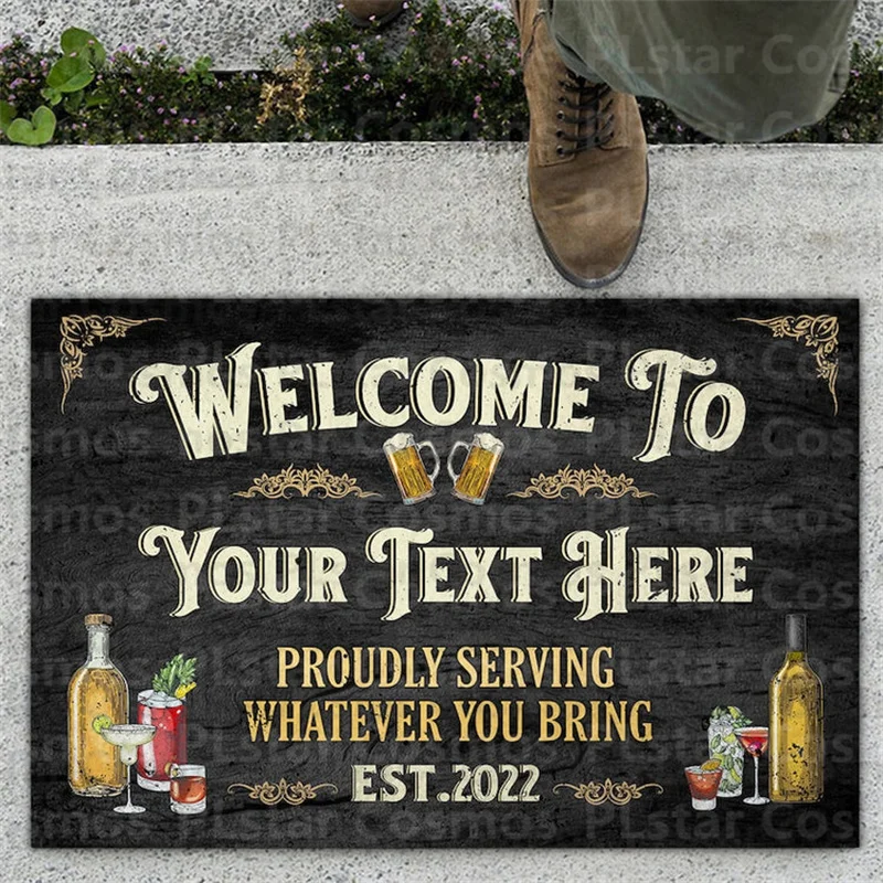 Personalized Warning Pug Custom Name Doormat, Welcome Mat, Housewarming Gift, Front door Décor