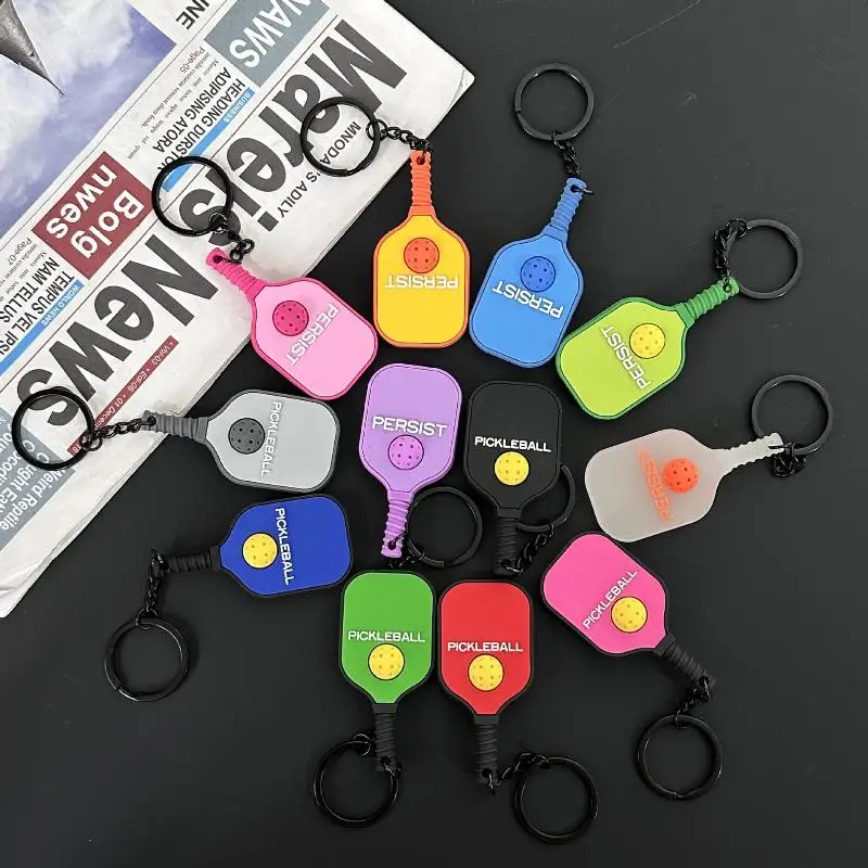 NEW Creative Pickleball Racket Metal Keychain Colorful Hollow Golf Ball Keychains Dink Ball Fans Party Gift Bag Pendant
