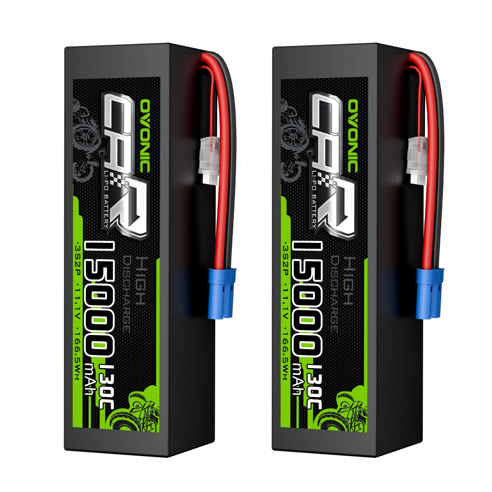 OVONIC 3S Hard Case LiPo Battery 11.1V 15000mAh 130C EC5 Connector RC Lipo Battery for RC Car Truck Buggy RC Hobby (2 Pack)
