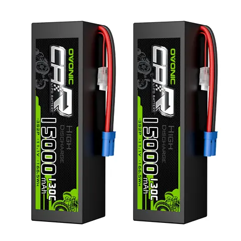OVONIC 3S Hard Case LiPo Battery 11.1V 15000mAh 130C EC5 Connector RC Lipo Battery for RC Car Truck Buggy RC Hobby (2 Pack)
