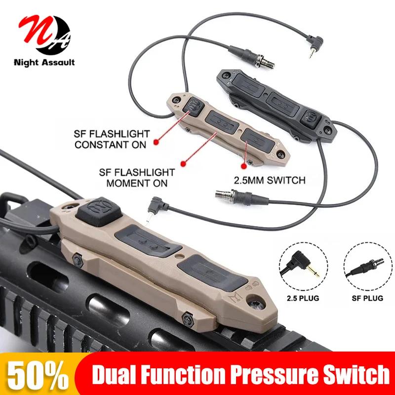 

Tactical WADSN Airsoft Pressure Switch For DBAL A2 PEQ-15 NGAL Laser M600 M300 Flashlight Remote Dual Function Switch Button