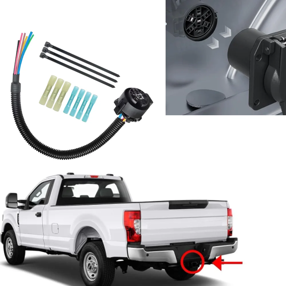 

7 Pins Female Plug Trailer Connector Wiring Harness For Truck Trailer TPU and Nylon Black Connector Wiring Harness