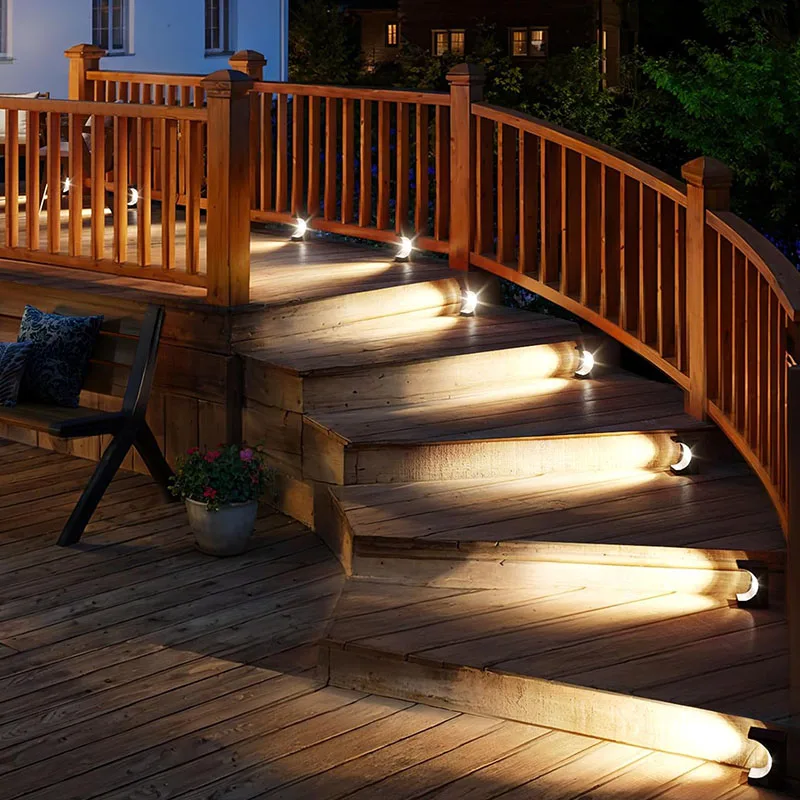 Solar-Powered LED Step Lights Outdoor Sensor Lighting for Stairs Garden & Pathway Outdoor Lighting IP65 Solar Powered Waterproof
