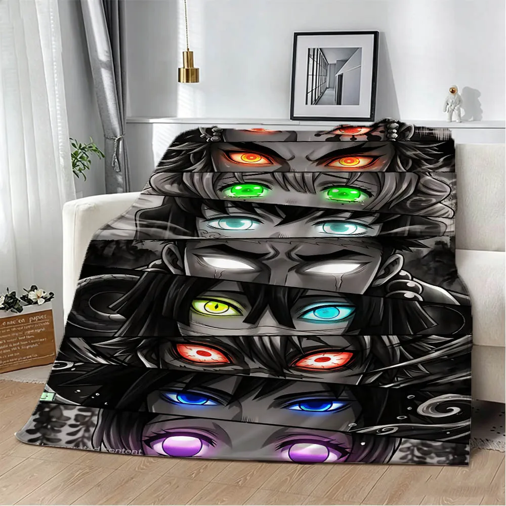 3D Cartoon Demon S-Slayer Anime Nezuko Flannel Blanket Soft Throw Blanket Art For Home Decor Bedroom Bed Sofa Picnic Fans Gifts